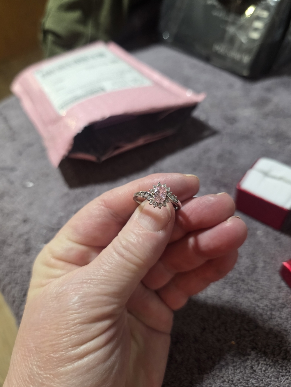 Ryze Pink And Clear Ice Cz Size 9 Ring Sterling Silver - Picture 3 of 6
